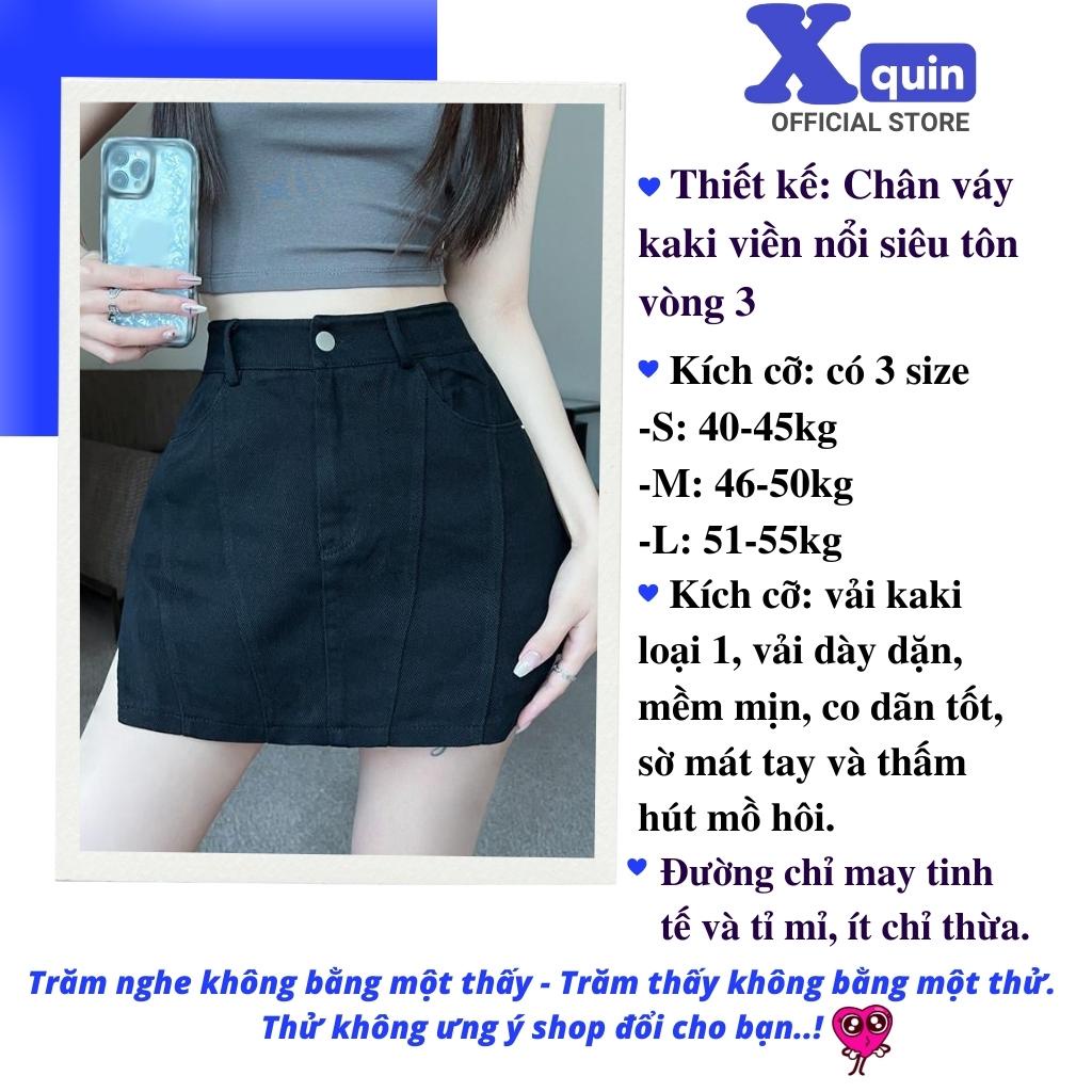 Quần giả váy xẻ 2 bên viền nổi cực tôn dáng Xquin, chân váy ôm body chất kaki dày dặn