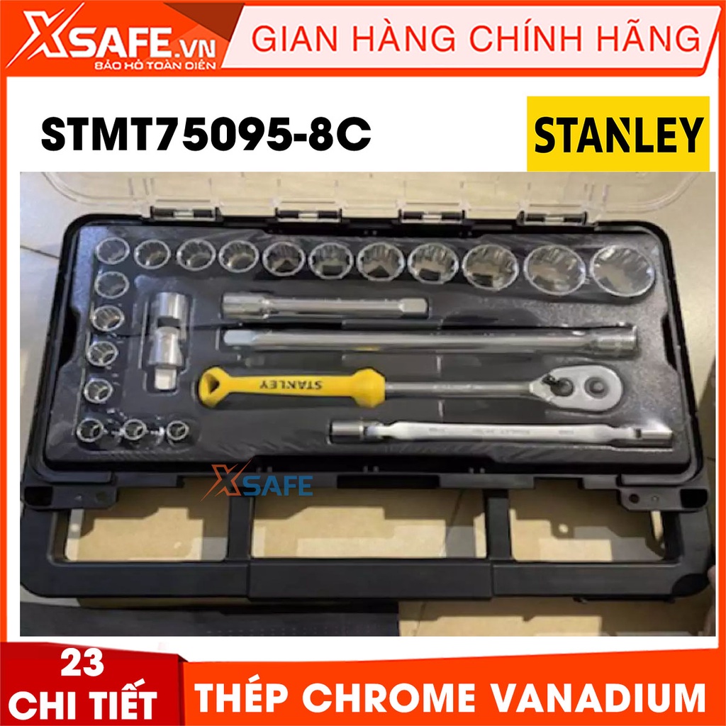 Đầu tuýp 1/2 inch 12PT STANLEY STMT75095-8C 23 chi tiết, chất liệu thép CR-V chống oxy hóa, độ cứng cao - chính hãng