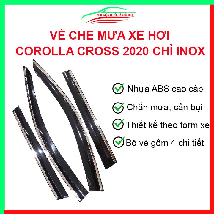 Vè che mưa cho xe ô tô Corolla Cross 2020 chỉ inox