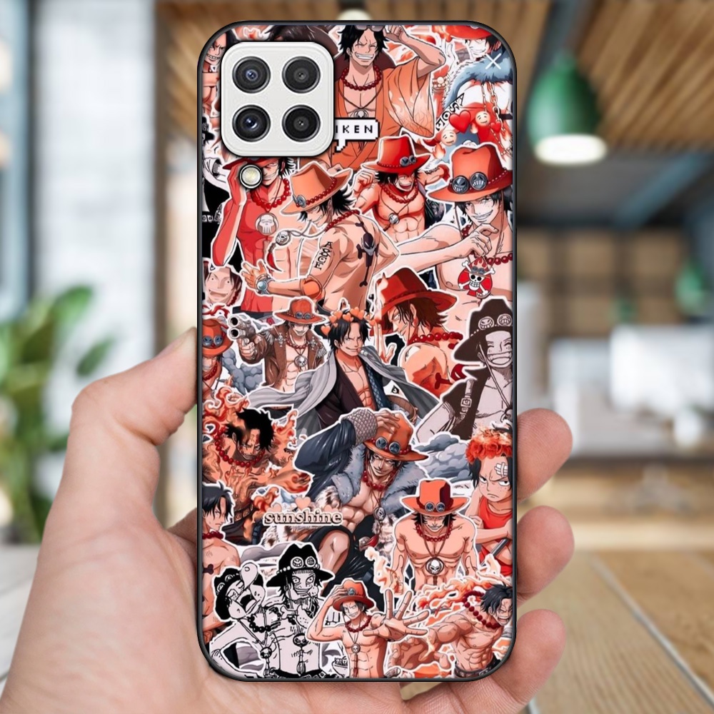 Ốp lưng Samsung A22 4G, A22 5G viền đen in hình Ace One Piece