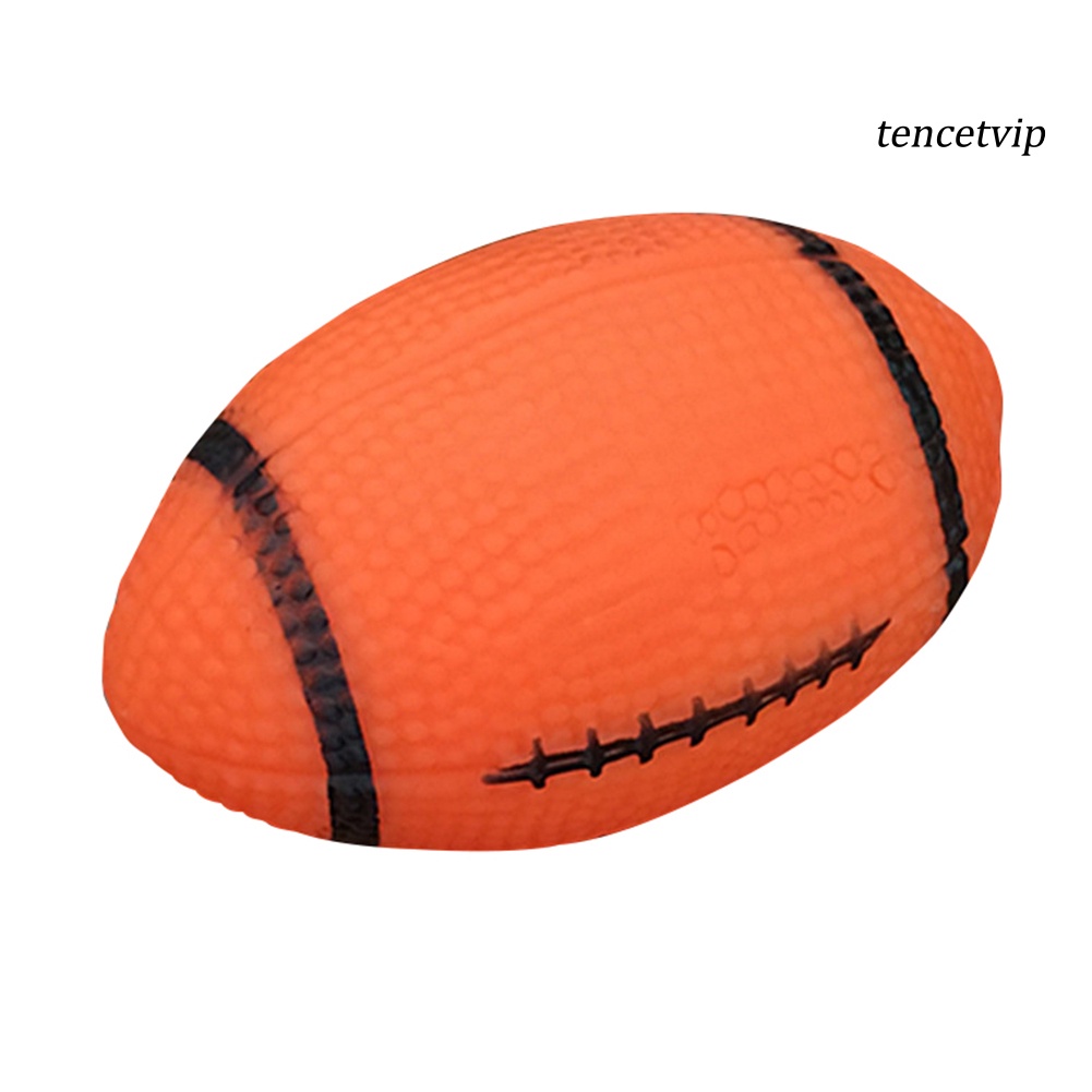 [Vip]Pet Puppy Chew Bite Rugby Ball Squeaker Squeaky Training Sound Toy Dog Gift