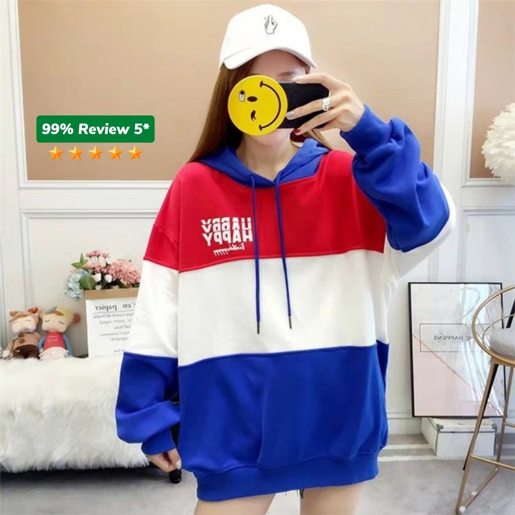 Áo khoác nỉ Hoodie KN18 phối sọc ngang 3 màu kiểu dáng Hàn Quốc năng động, trẻ trung, form unisex nam và nữ