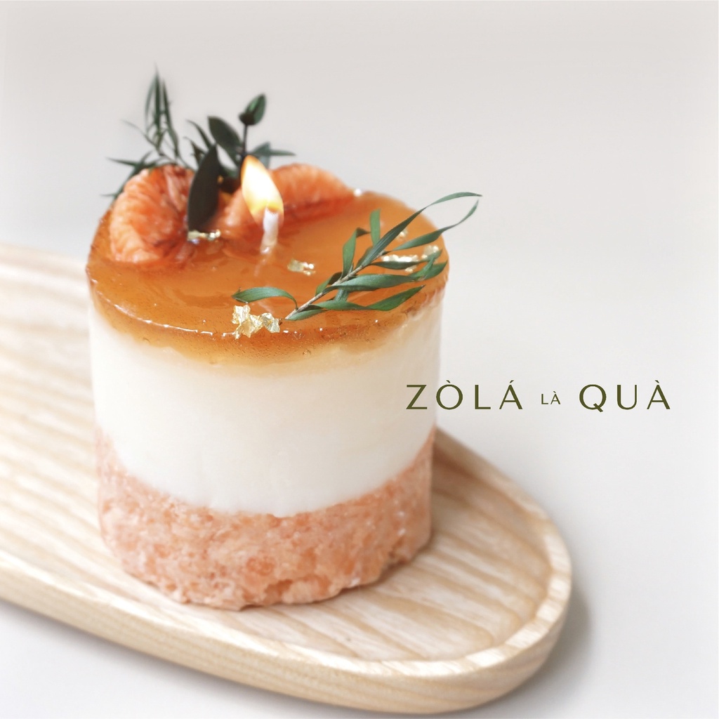 Nến bánh kem Mousse màu cam tươi mát - Orange mousse candle