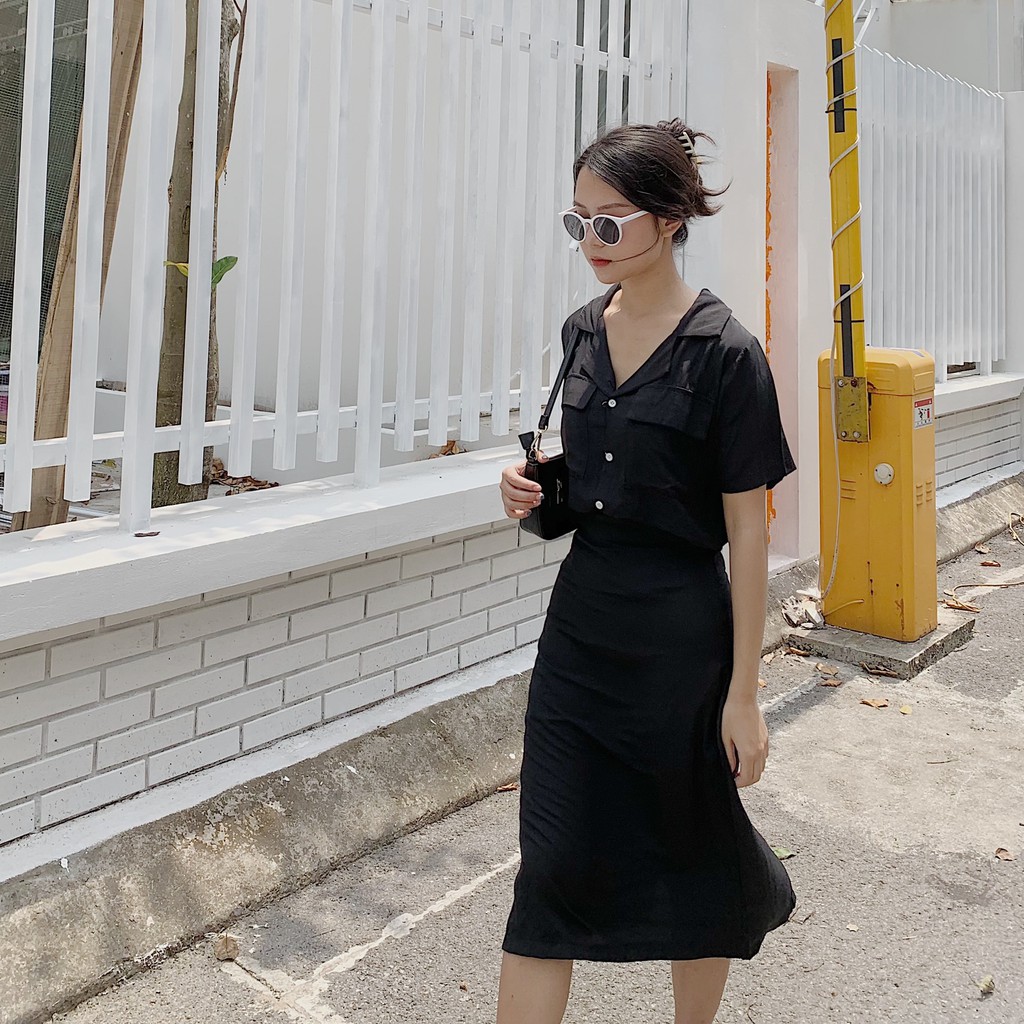 set áo sơ mi túi ngực kèm chân váy SET73 LOLLIE STUDIO