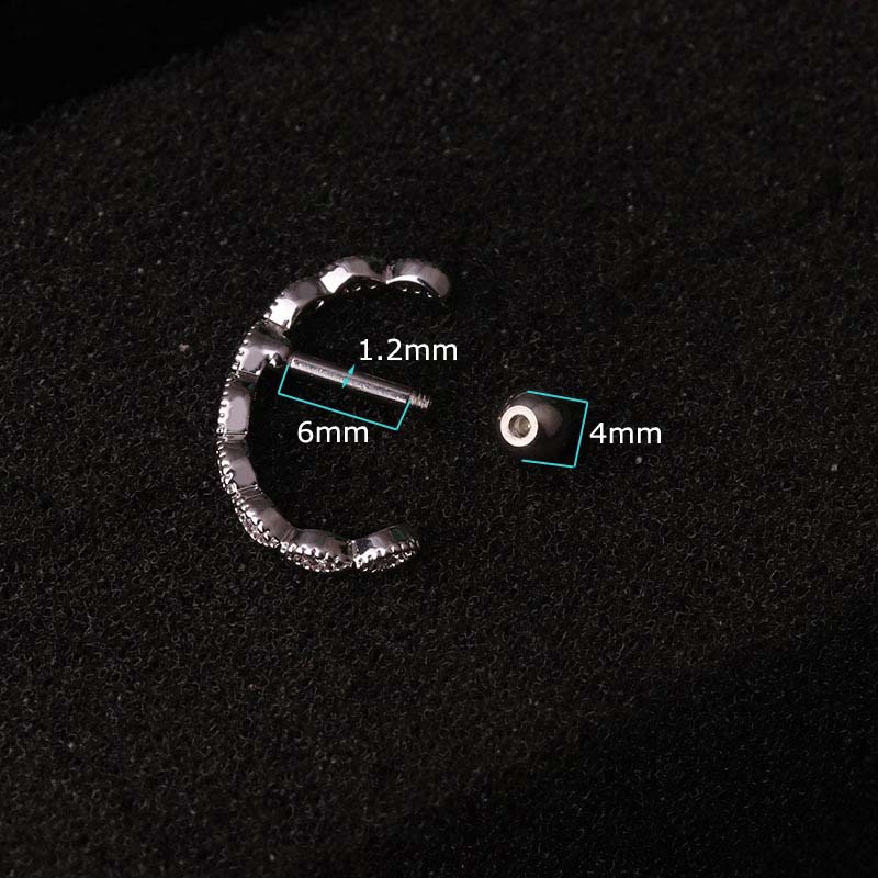Khuyên xỏ tai bằng thép không gỉ đính đá zircon sang trọng 16G