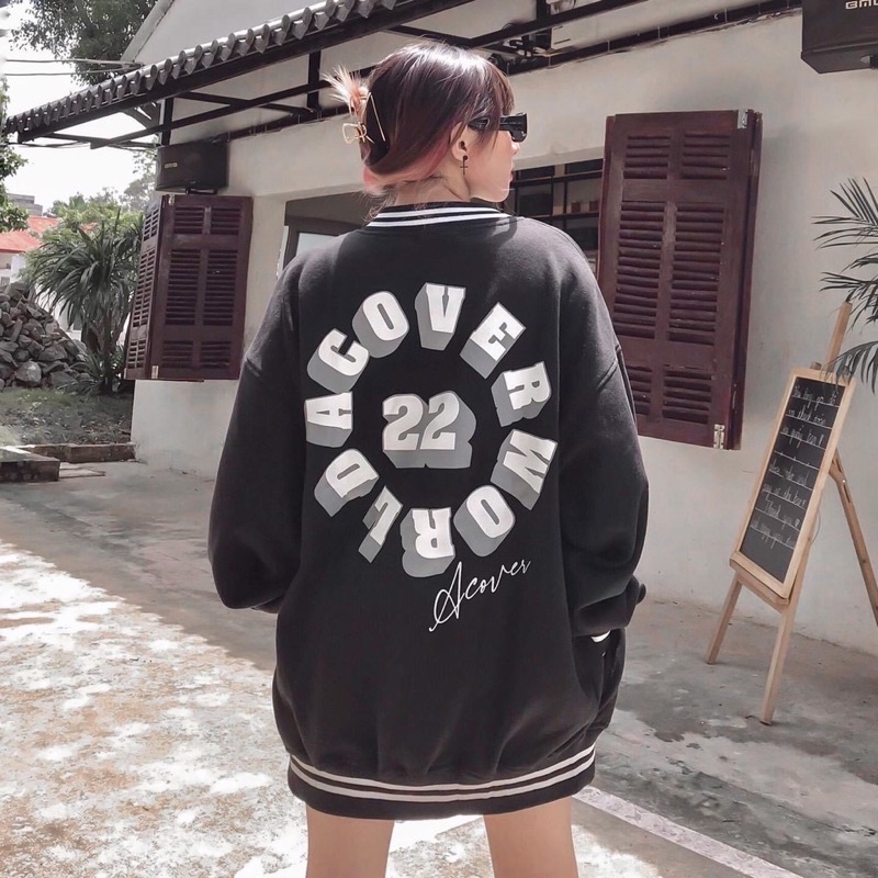 Áo khoác form rộng tay dài BOMBER ACOVER ulzzang ( ảnh thật + có quà tặng kèm )