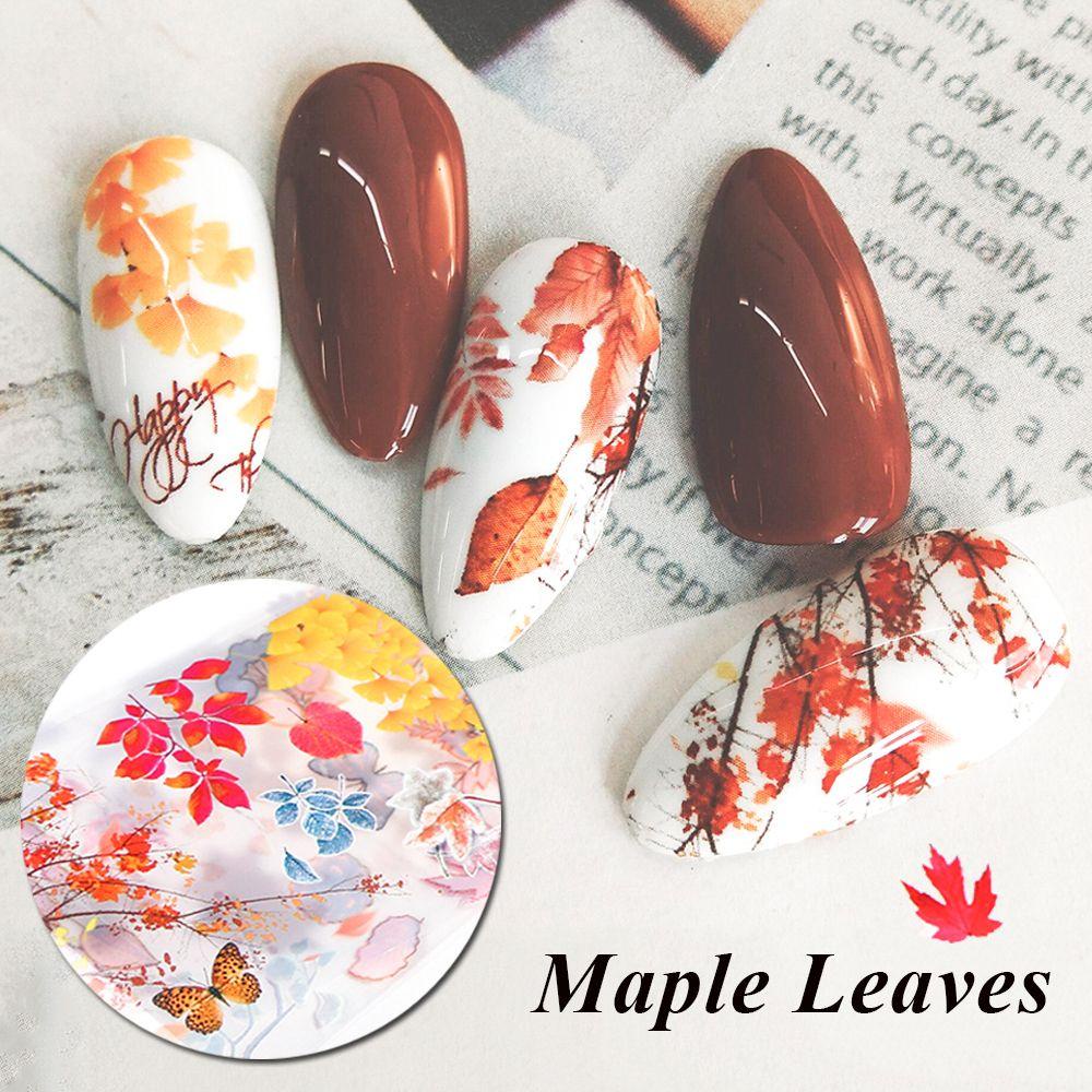 Miếng Dán Trang Trí Móng Tay Hình Bướm / Lá Phong Ba Chiều Thời Trang Mùa Thu