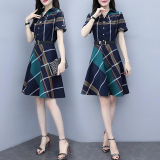 Đầm Sơ Mi Dáng Chữ A Dài Cổ Chữ V Họa Tiết Kẻ Sọc 547 / Đầm Dáng Ôm Thời Trang Xinh Xắn Cho Nữ