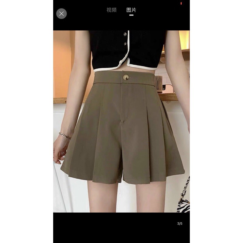 Quần short cạp cao ống rộng  đủ size, có size to chất umi k nhăn hàng Quảng Châu