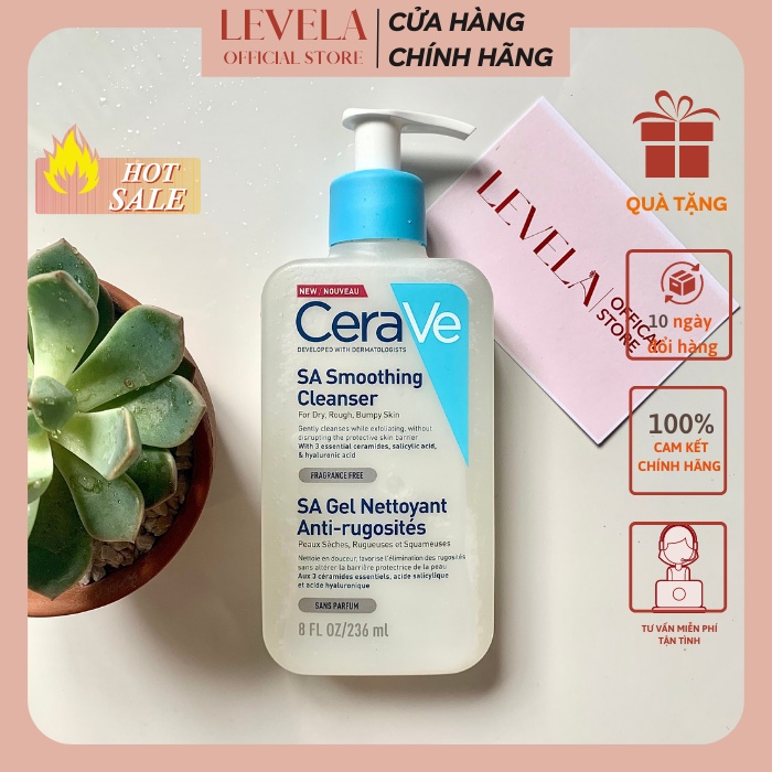 Sữa rửa mặt Cerave Renewing SA Cleanser dịu nhẹ dành cho da dầu mụn 236ml Levela-SRM02
