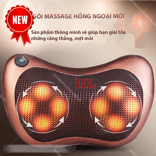 [FREESHIP] Gối massage hồng ngoạị 8 bi massage xoay chiều Lưu thông khí huyết