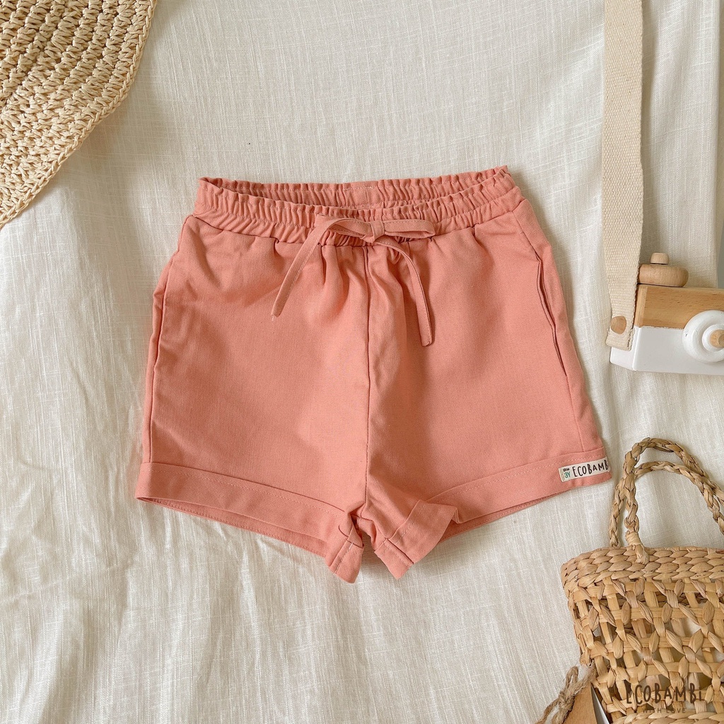 Quần shorts linen bé gái Ecobambi