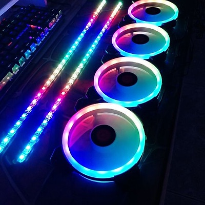 Quạt Tản Nhiệt, Fan Case 12cm Led RGB Coolmoon K2, S2, Q2 Cắm nguồn trực tiếp không qua HUB