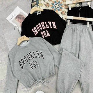 🍃sét thể thao nữ áo tay dài phối quần jogger