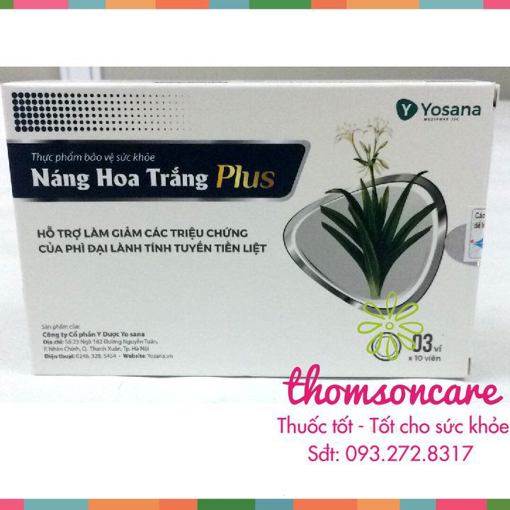 Náng Hoa Trắng Plus Mua 5h tặng 1h bằng tem tích điểm, hỗ trợ giảm phì đại tiên liệt tuyến cho nam giới Hộp 30 viên