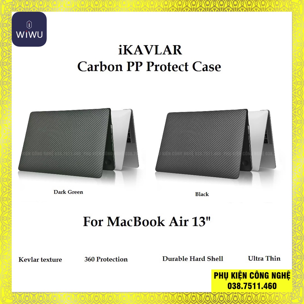 Vỏ ốp bảo vệ máy tính xách tay WIWU iKavlar PP Protect Case cho Macbook Air và Pro (13’ 2020)