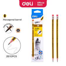 Bút chì 2B Deli - Viết chì - kẻ sọc vàng sọc đen - C004 - văn phòng phẩm - HOKAMI STORE
