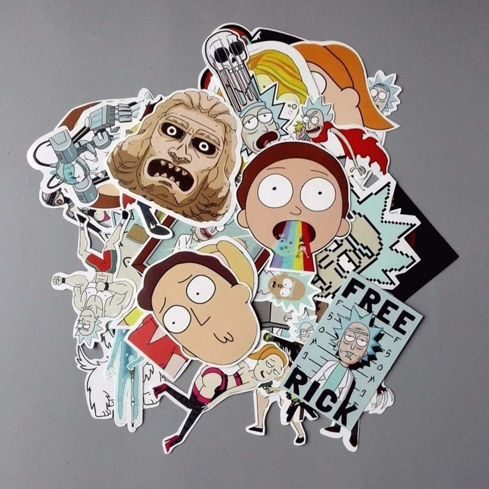 CarAcc 35Pcs/Set Rick and Morty Stickers Decals Drama DIY Decor for Snowboard Luggage