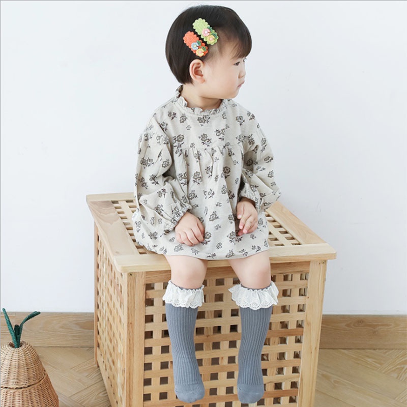 Vớ Dài Đến Đầu Gối Bằng Vải Cotton Mềm Mại Phong Cách Hàn Quốc Dành Cho Bé Gái 0-8 Tuổi