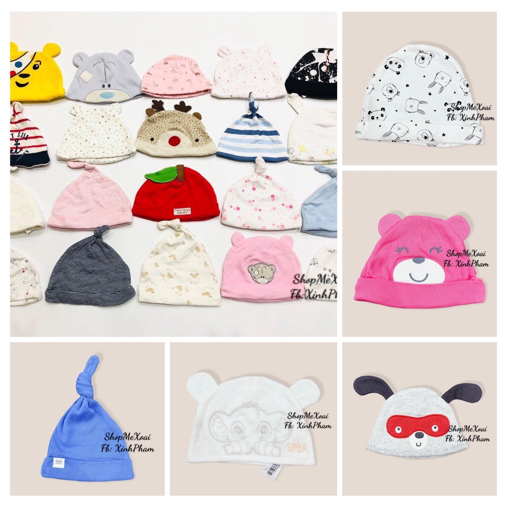 MŨ SƠ SINH COTTON XUẤT DƯ ĐÁNG YÊU CHO BÉ