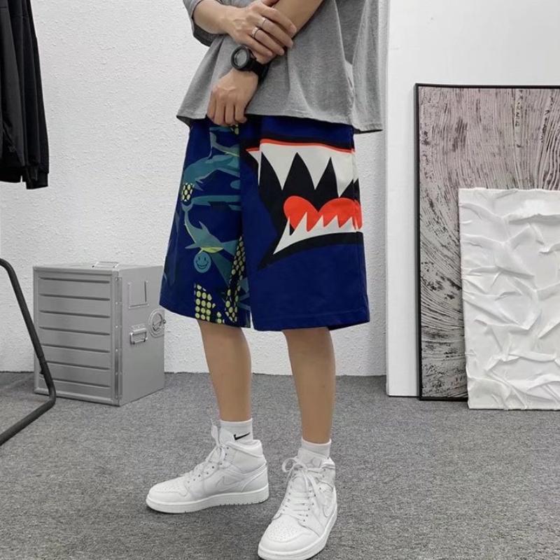 Quần ngắn ống rộng Thoáng Khí In Hình Cá Mập Thời Trang Mùa Hè Hàn Quốc Dành Cho Nam/M-3XL