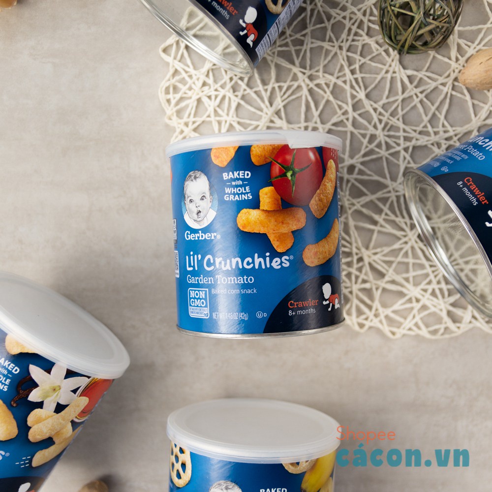 Gerber lùn Lil' Crunchies bánh cho bé từ 8 tháng tuổi ăn dặm