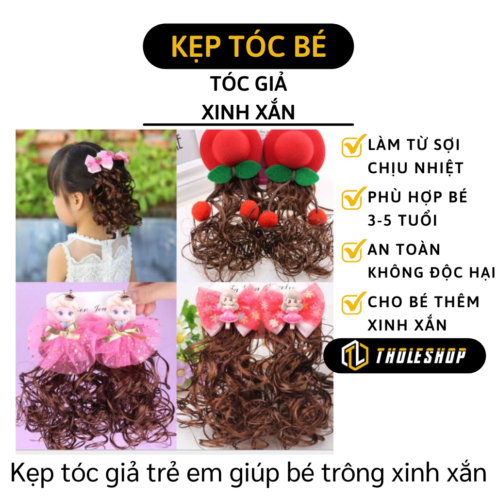 Tóc Giả Cho Bé - Kẹp Tóc Giả Xoăn 2 Chùm Đáng Yêu Nhiều Kiểu Cho Bé Gái 6391