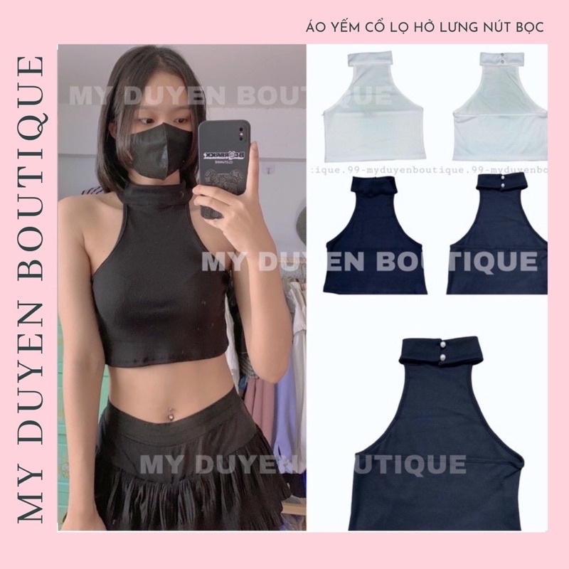 Áo Yếm Cổ Lọ Hở Lưng Kèm Nút Ngọc