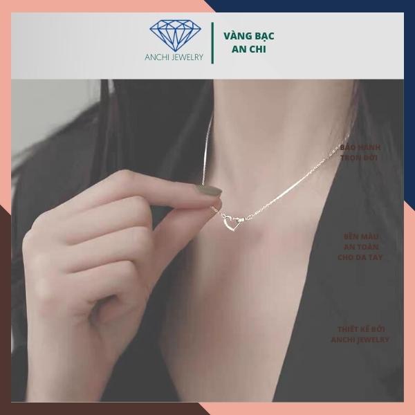 Dây chuyền trái tim rỗng đính đá, bạc ta sáng đẹp - An chi jewelry