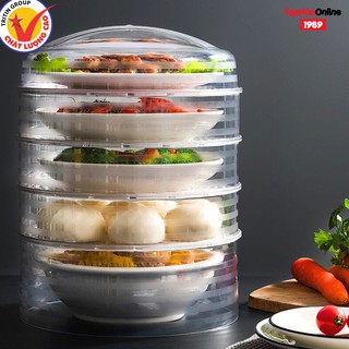 ⚡ Lồng bàn đậy thức ăn thông minh nhiều tầng GS115 - Nhựa PP trong suốt - Giữ nhiệt, ngăn bụi - Tiết kiệm diện tích