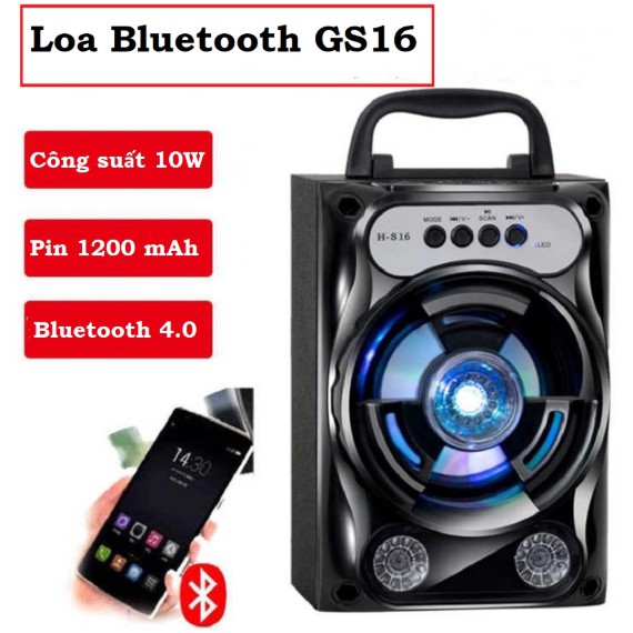 GẤU TRẦN STORE Loa Bluetooth Không Dây Cho Điện Thoại, Máy Tính Bảng GS13 Âm Thanh Siêu Hay Led Nháy, Loa Xách Tay