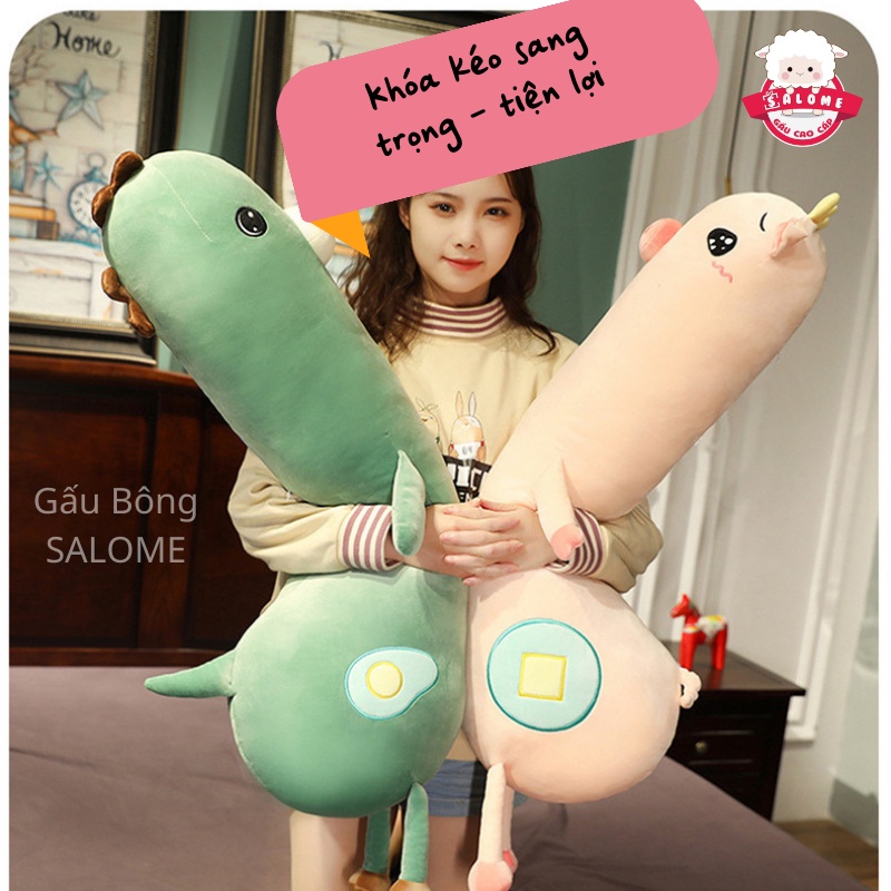 Gấu Bông Khủng Long Xanh, Kỳ Lân Hồng SALOME, Gối ôm Cong Ôm Gác Thoải Mái