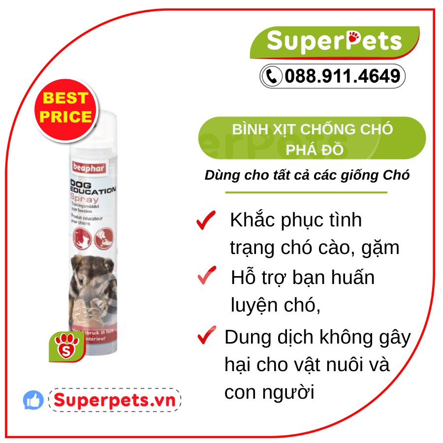 Bình Xịt Chống Chó Phá Đồ BEAPHAR DOG EDUCATION SPRAY SUPERPETS VIỆT NAM