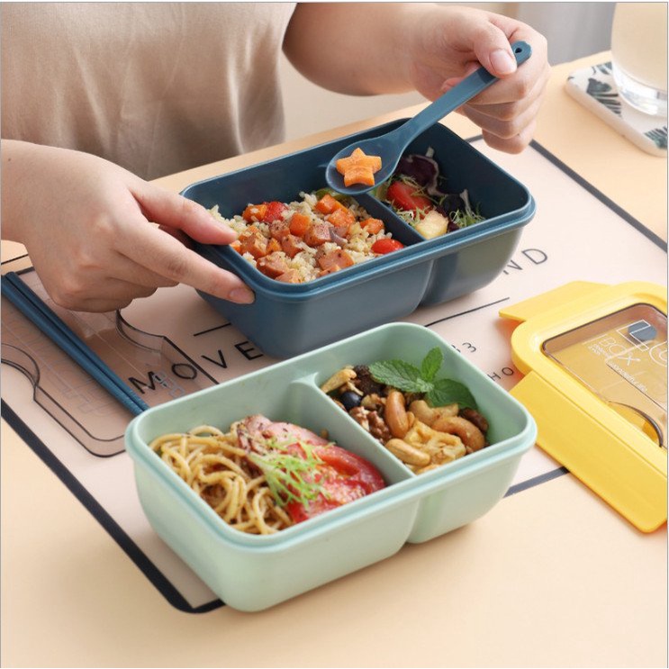 Hộp cơm văn phòng giữ nhiệt Lunch Box 850ml-1000ML tặng kèm muỗng thìa cao cấp an toàn sức khỏe sử dụng được lò vi sóng