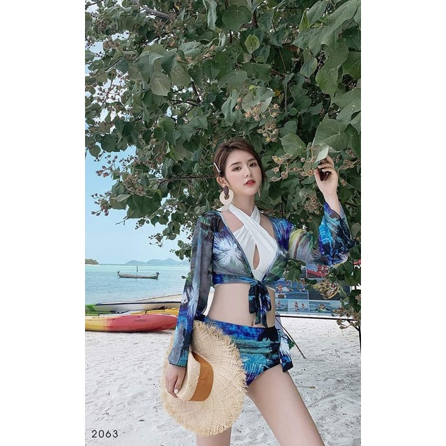 Bikini cổ yếm SIÊU XINH, ôm body, tôn dáng tuyệt đối, kèm áo khoác cao cấp