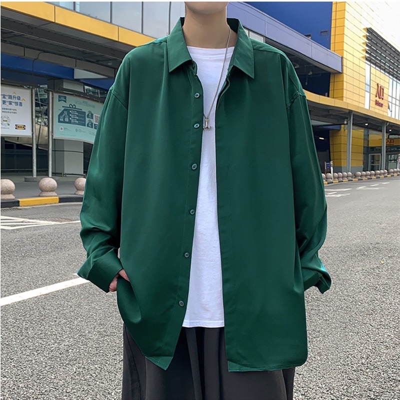 Áo Sơ Mi Trơn Tay Dài BASIC Kiểu Hàn AKBI Thiết Kế Dáng Rộng Nhiều Màu Style Thanh Lịch Năng Động (Ảnh Thật/ Có Sẵn)