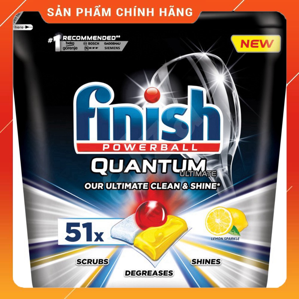 [KM 200 gam Muối Finish] Viên rửa bát Finish Quantum Utimate 51 viên