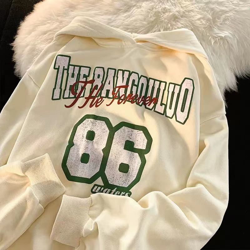 NRVP Áo Hoodie Tay Dài Oversize In Họa Tiết Phong Cách Hàn Quốc Kiểu Mới Cho Nam / Nữ