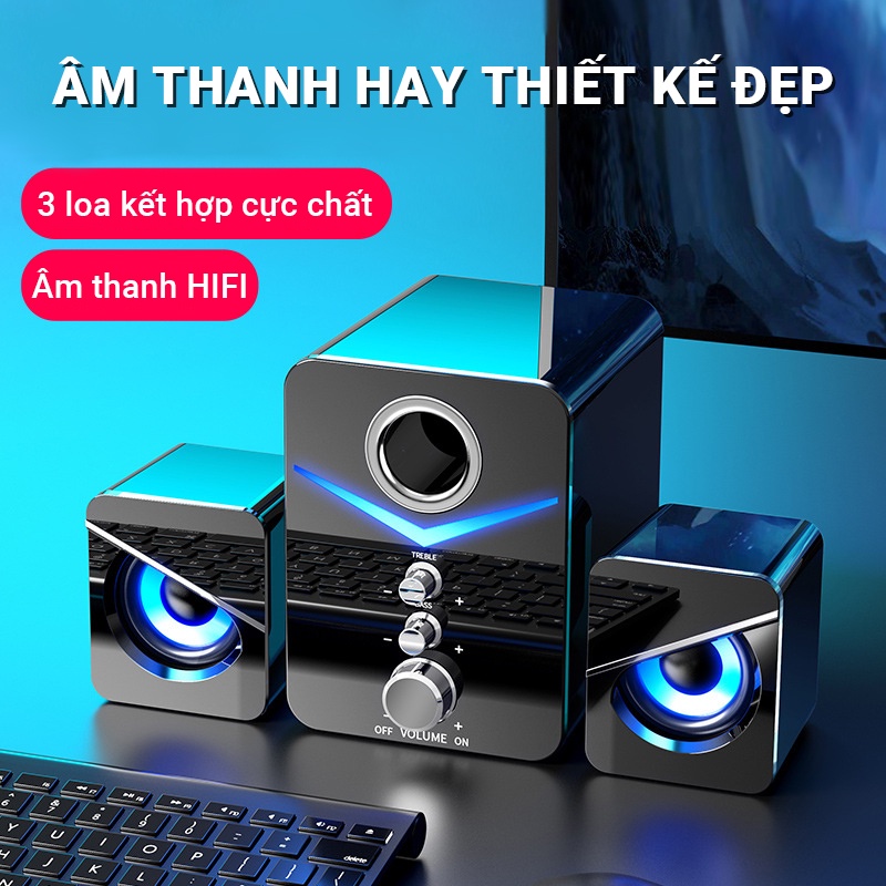 Loa máy tính laptop vi tính mini MC V-128 âm Bass Trầm nổi loa di động Eagle Eye dùng cho giắc cắm âm thanh 3.5MM