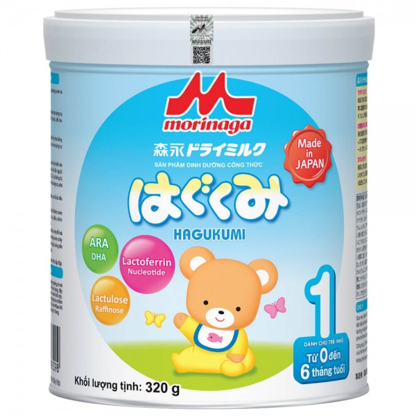 Sữa Morinaga Hagukumi số 1 320g cho bé T036, mua 1 lon tặng 1 lon cùng loại, date 03/2022