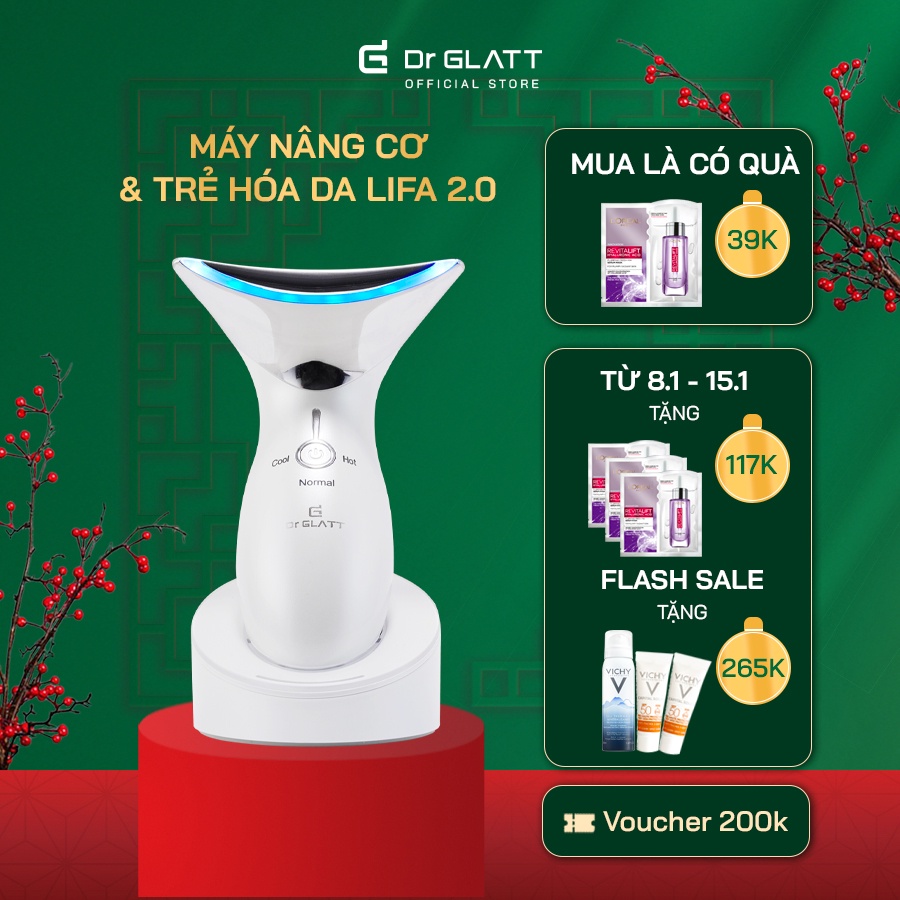 Máy massage mặt nâng cơ chống nhăn tăng sinh collagen trẻ hoá da DR GLATT LIFA 2.0