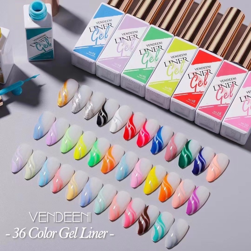 sơn gel cọ nét vendeeni set 36 màu siêu đặc