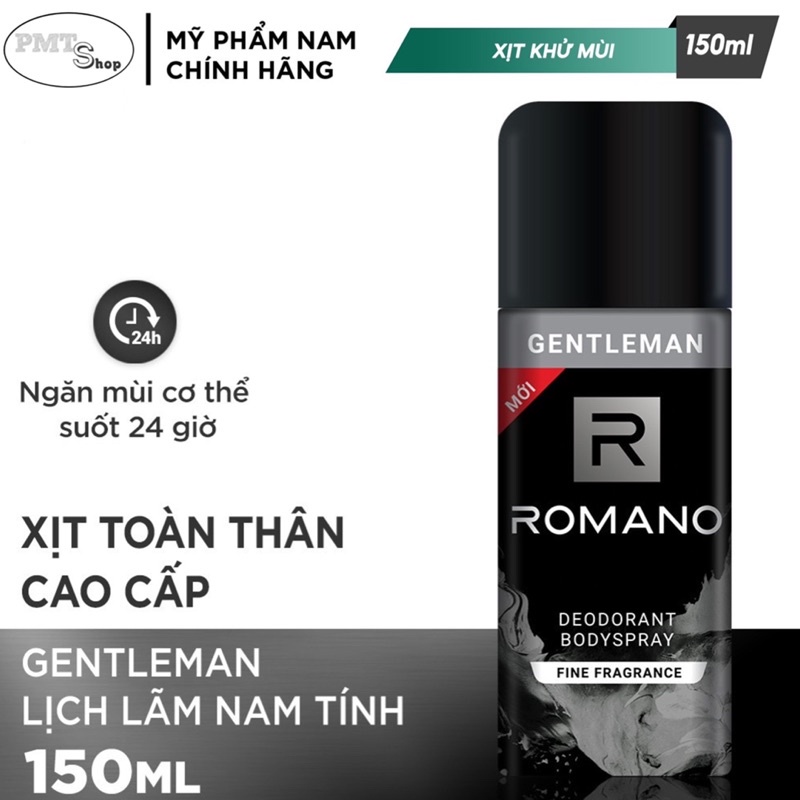 Xịt nước hoa toàn thân nam Romano 150ml Classic | Force | Vip | Attitude | Equity | Gentleman khử mùi, ngăn mồ hôi