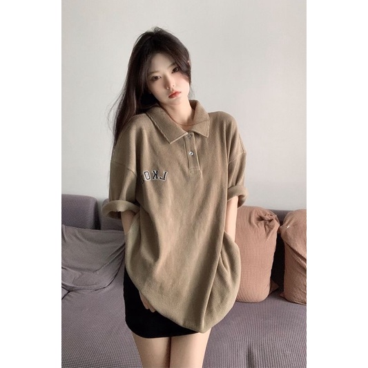 Áo Thun polo Ngắn Tay Dáng Rộng Phong Cách Retro Mỹ Thời Trang Mùa Hè Hàng Mới Dành Cho Bạn Nữ