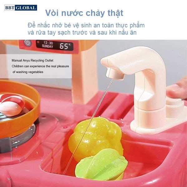 Đồ chơi nấu ăn 63cm 36 chi tiết hồng không khói 889-170