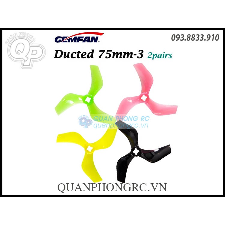 2 Cặp Cánh 3 Lá 3 inch GEMFAN D75 75mm 3 inch Micro Ducted