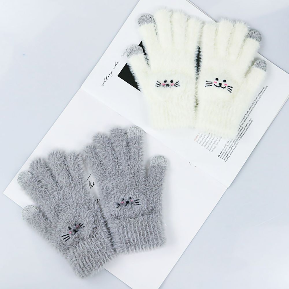 Găng tay giữ ấm họa tiết mèo dễ thương có thể dùng màn hình cảm ứng thời trang mùa đông