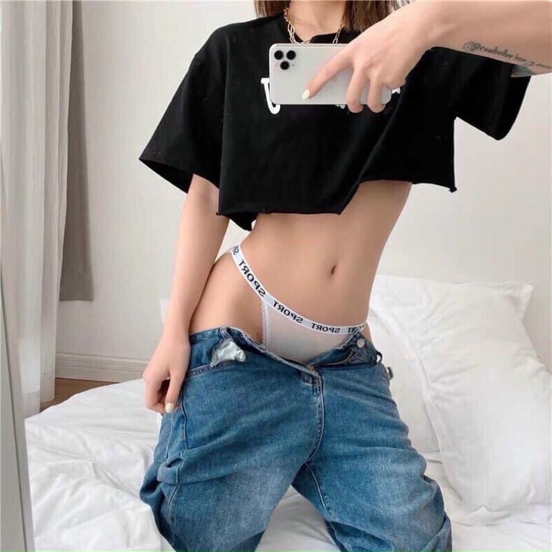 Quần lót kẻ thun cạp chữ sexy phong cách thể thao nóng bỏng 1503