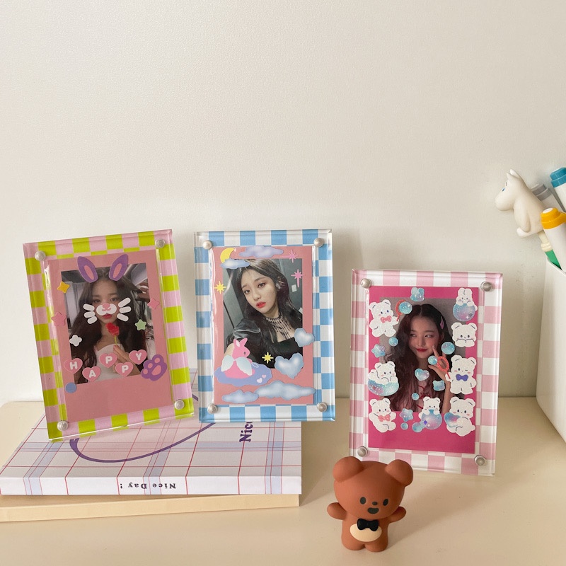 Khung ảnh acrylic nam châm để bàn kẻ caro - Checkerboard Frame