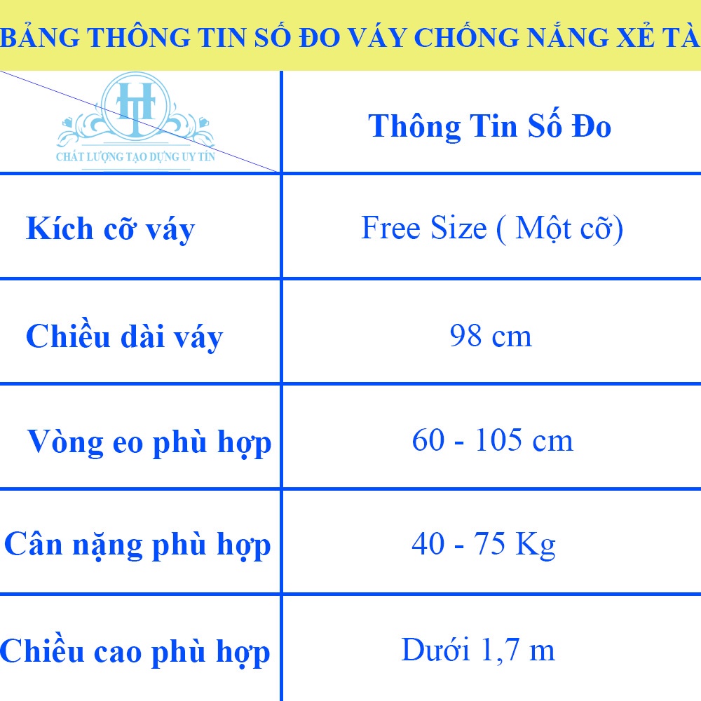 Váy chống nắng xẻ tà cho nữ ngồi sau có nút bấm chân và túi phía trước KHT09 H&T FASHION | BigBuy360 - bigbuy360.vn